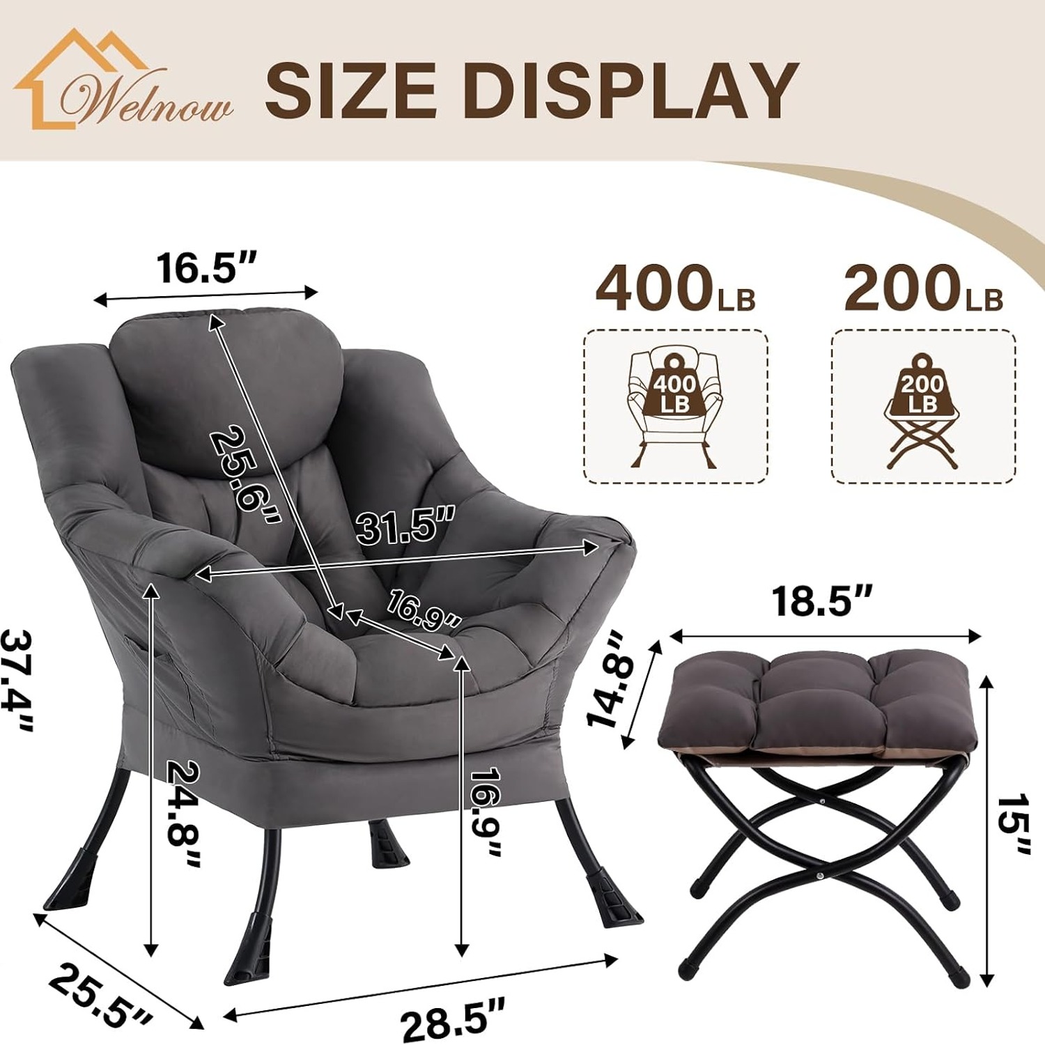 Welnow Lazy Chair with Ottoman