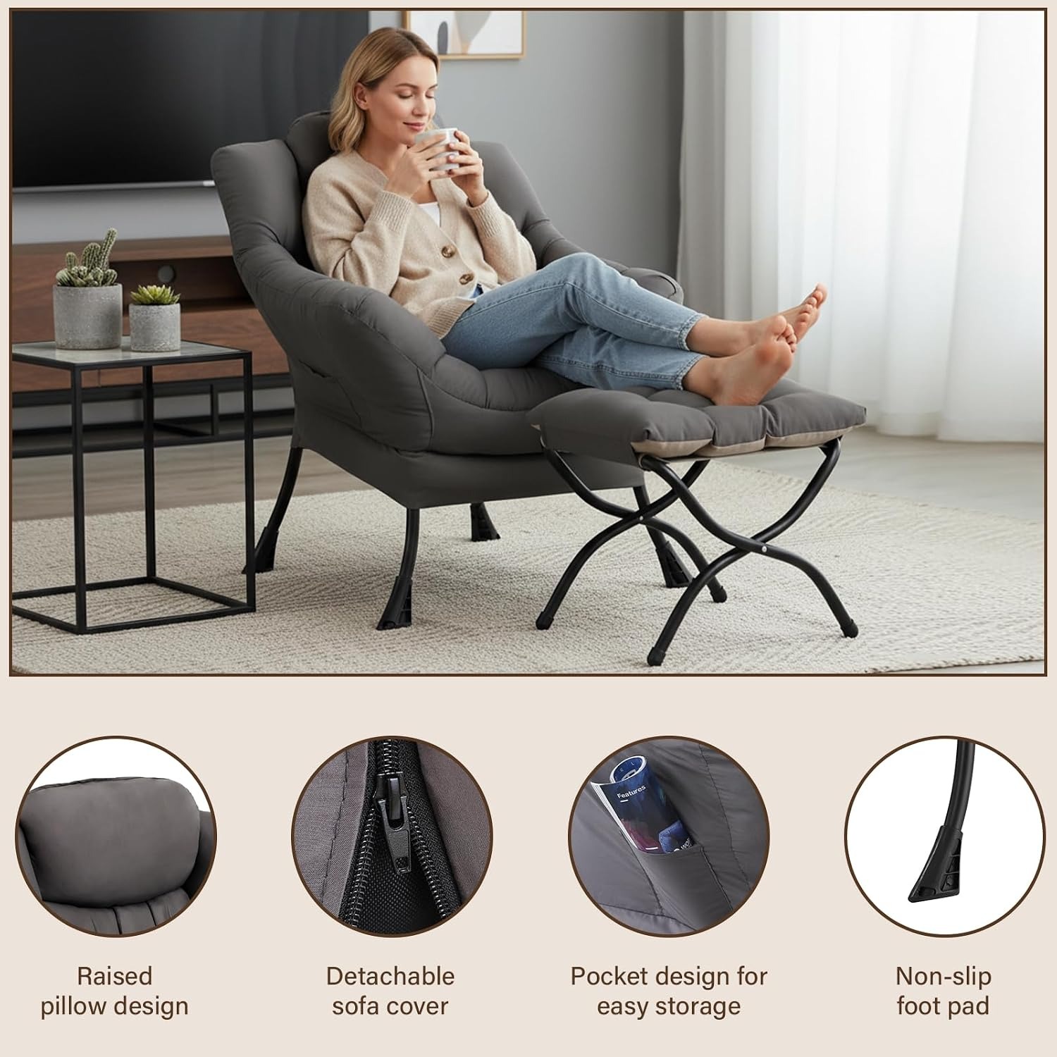 Welnow Lazy Chair with Ottoman