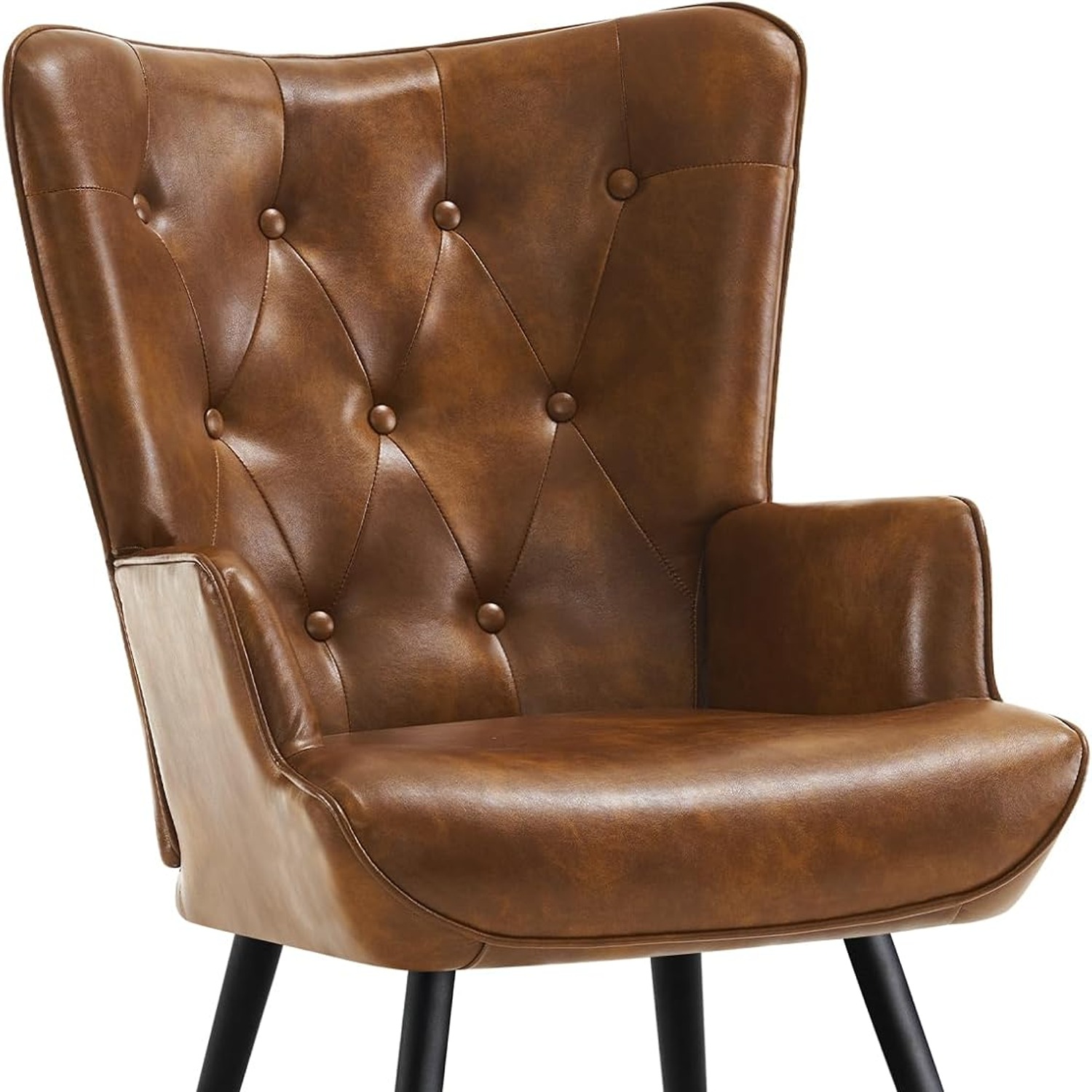 Furniliving Brown Faux Leather Wingback Armchair: image 8