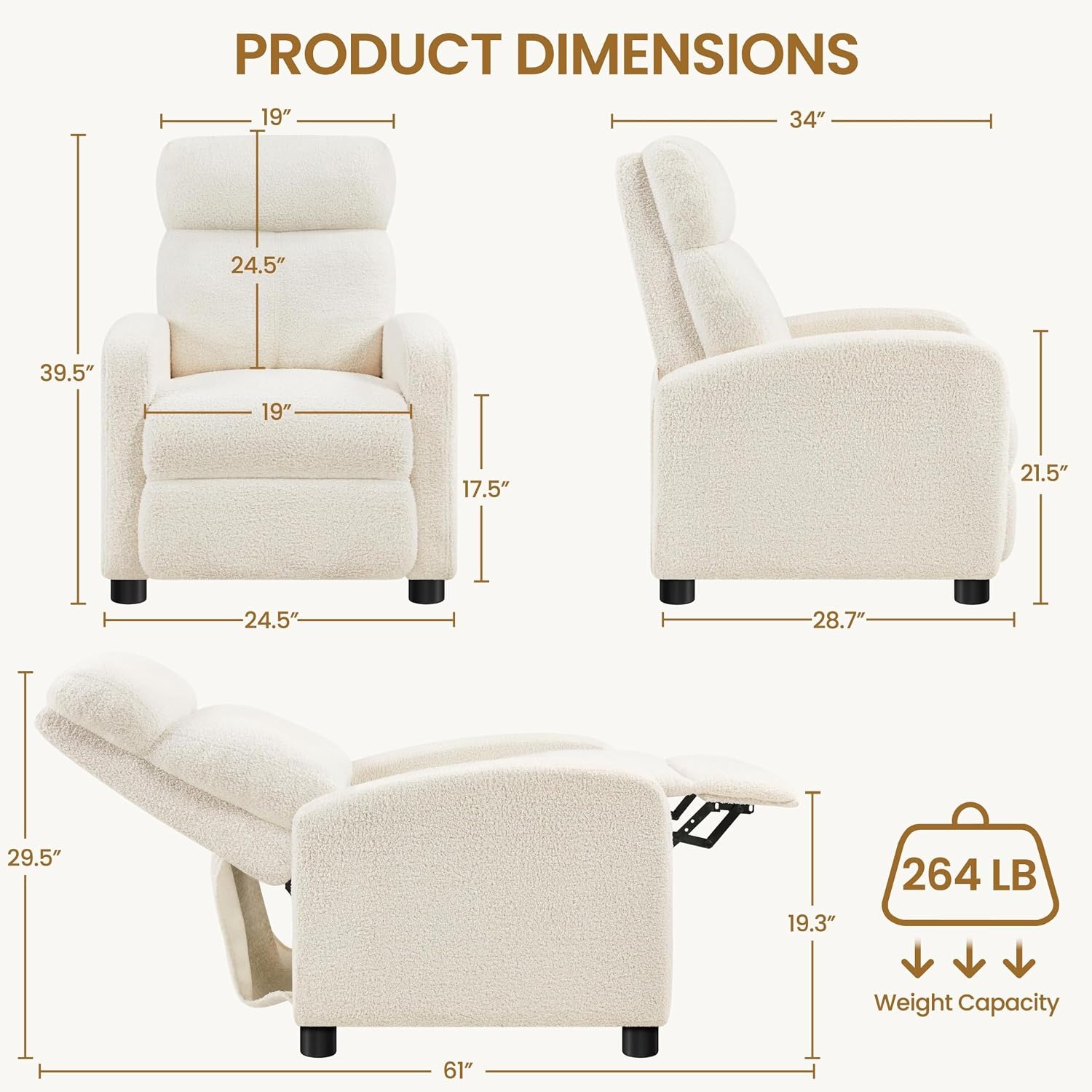 Yaheetech Boucle Manual Recliner Chair