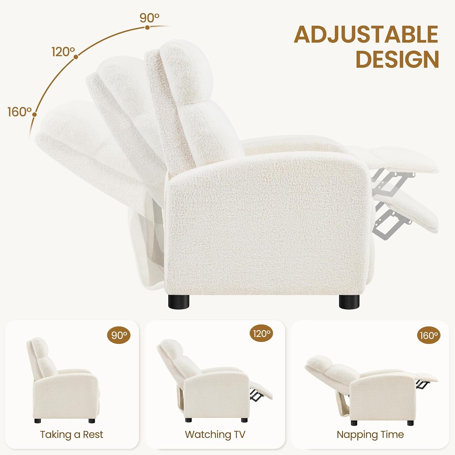 Yaheetech Boucle Manual Recliner Chair