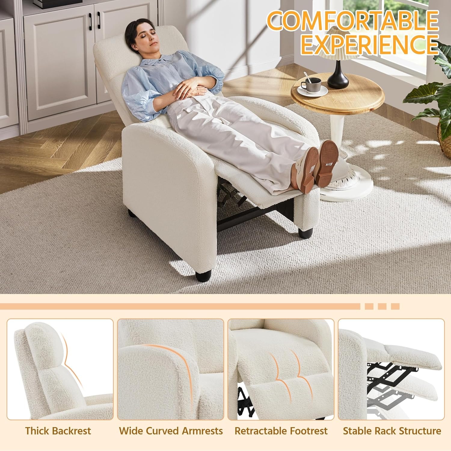 Yaheetech Boucle Manual Recliner Chair