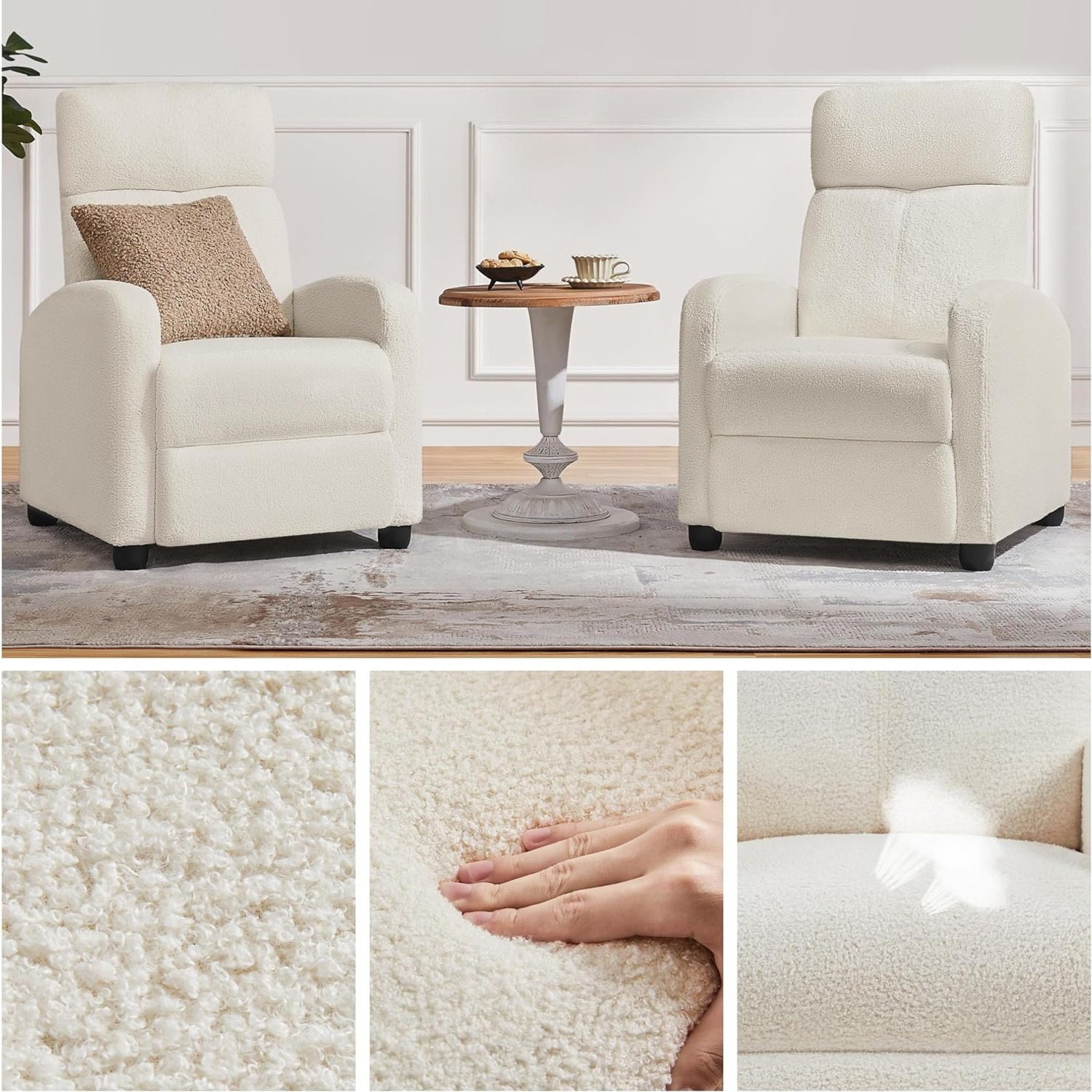 Yaheetech Boucle Manual Recliner Chair