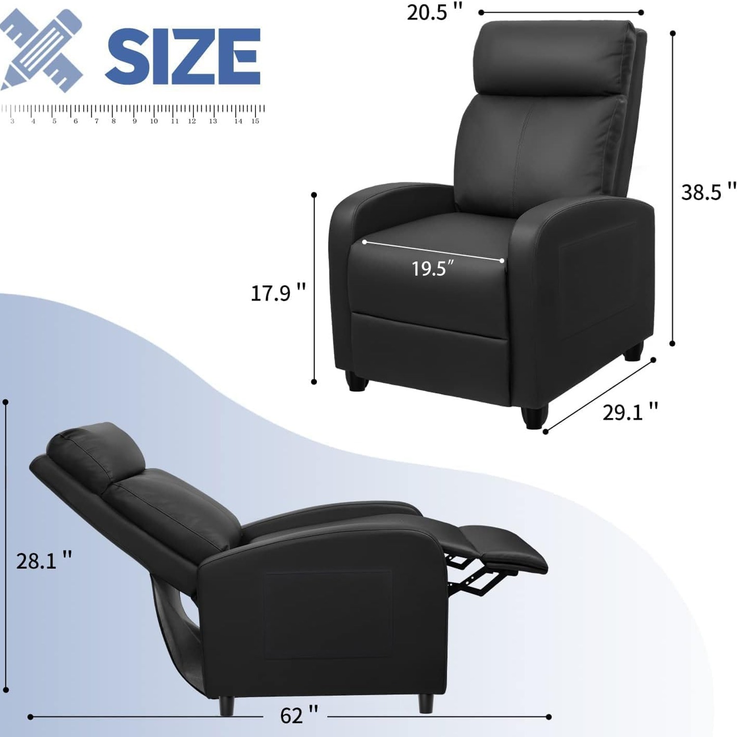 Furniwell Faux Leather Massage Recliner: image 3
