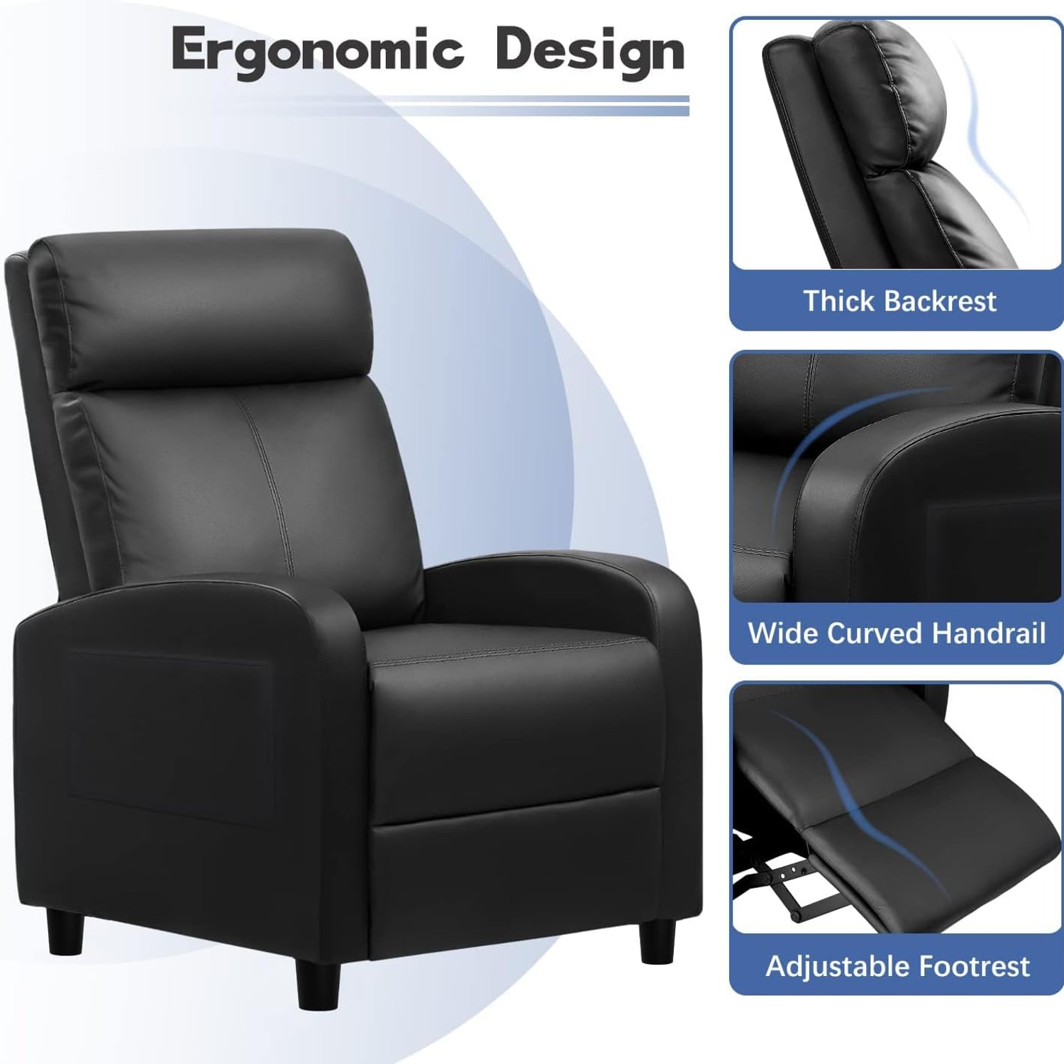 Furniwell Faux Leather Massage Recliner: image 7