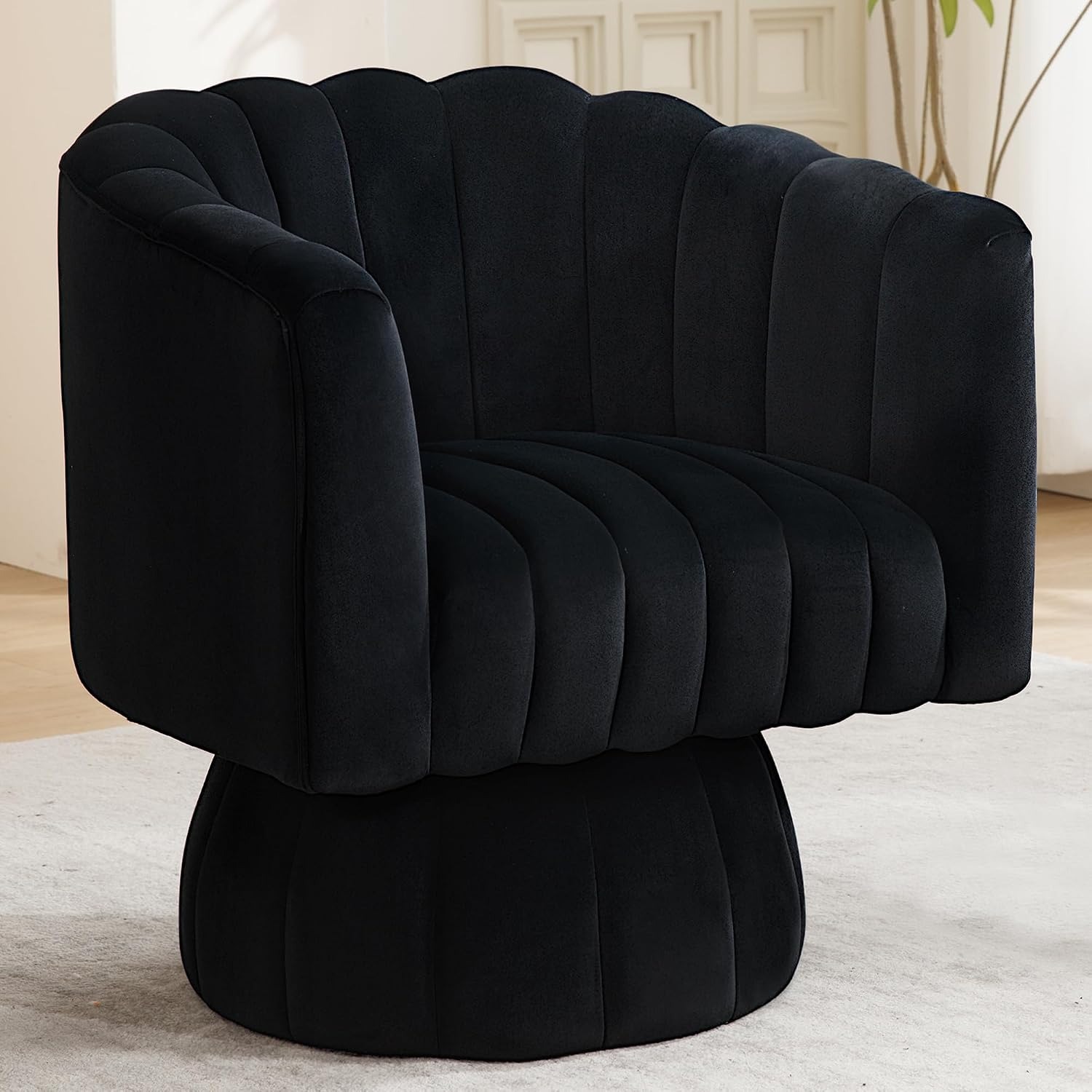 YUUIJOAA Velvet Swivel Barrel Accent Chair: image 1