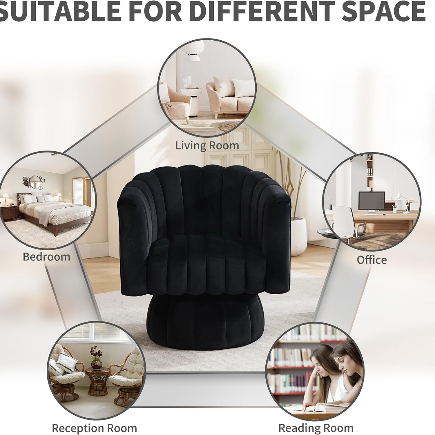 YUUIJOAA Velvet Swivel Barrel Accent Chair: image 5