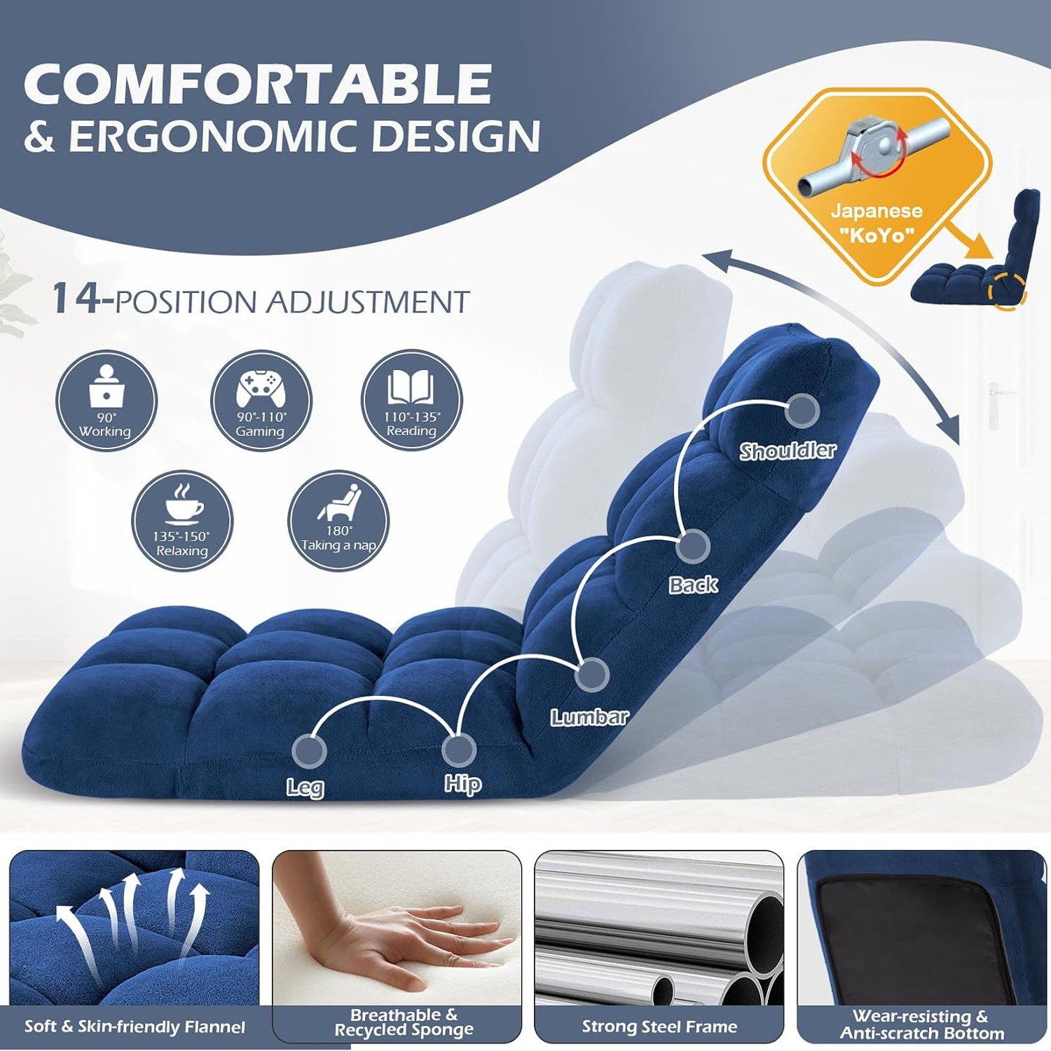 Avocahom Adjustable Floor Gaming Chair