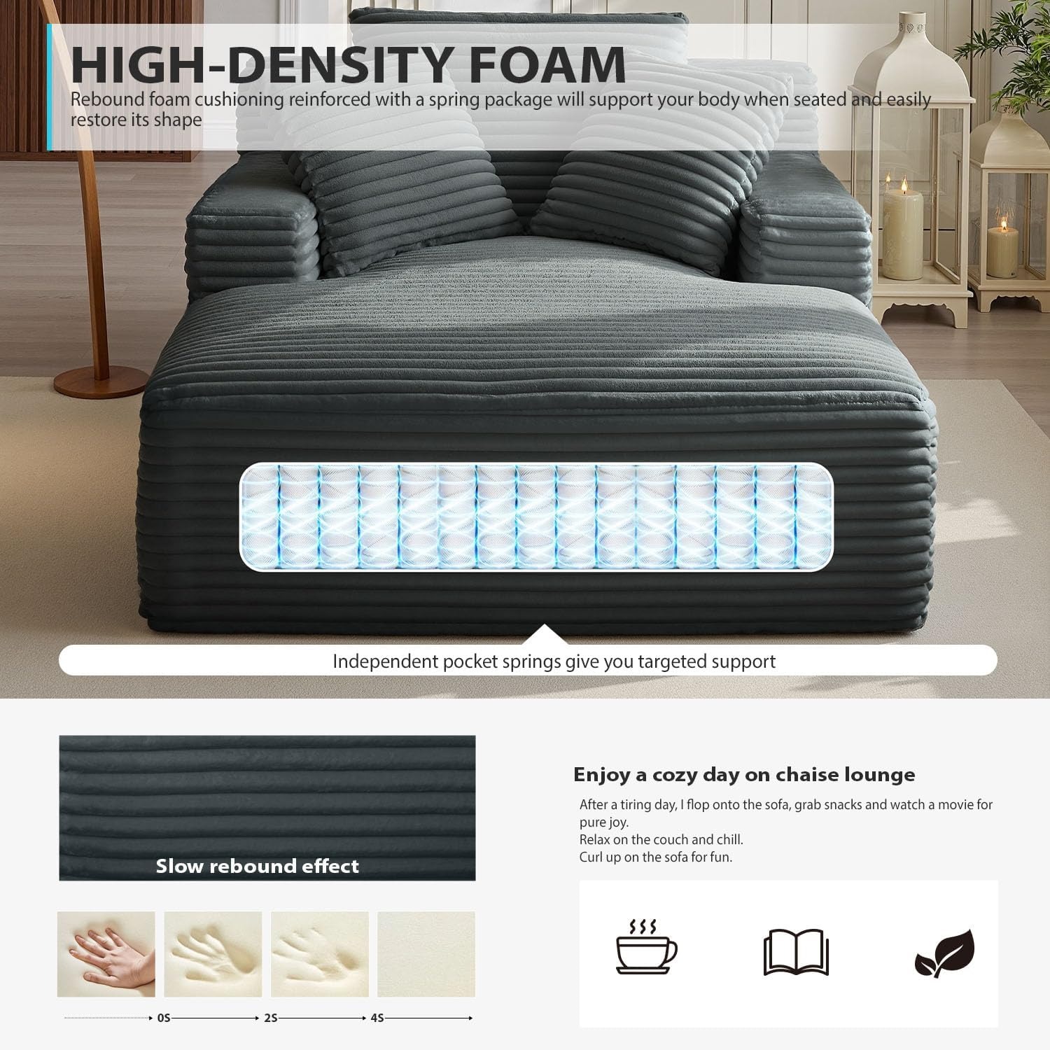 Ivoros Oversized Corduroy Chaise Lounge