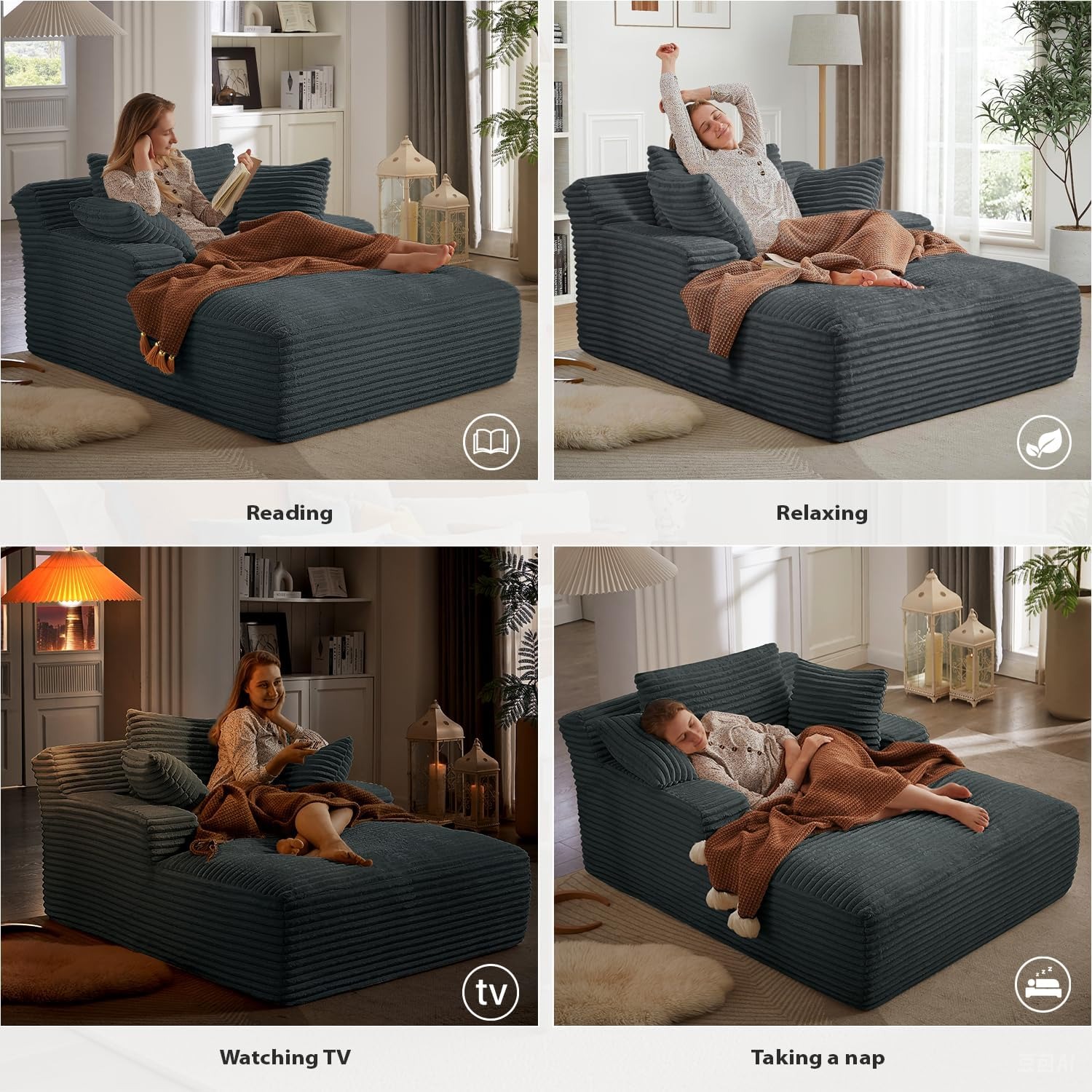 Ivoros Oversized Corduroy Chaise Lounge