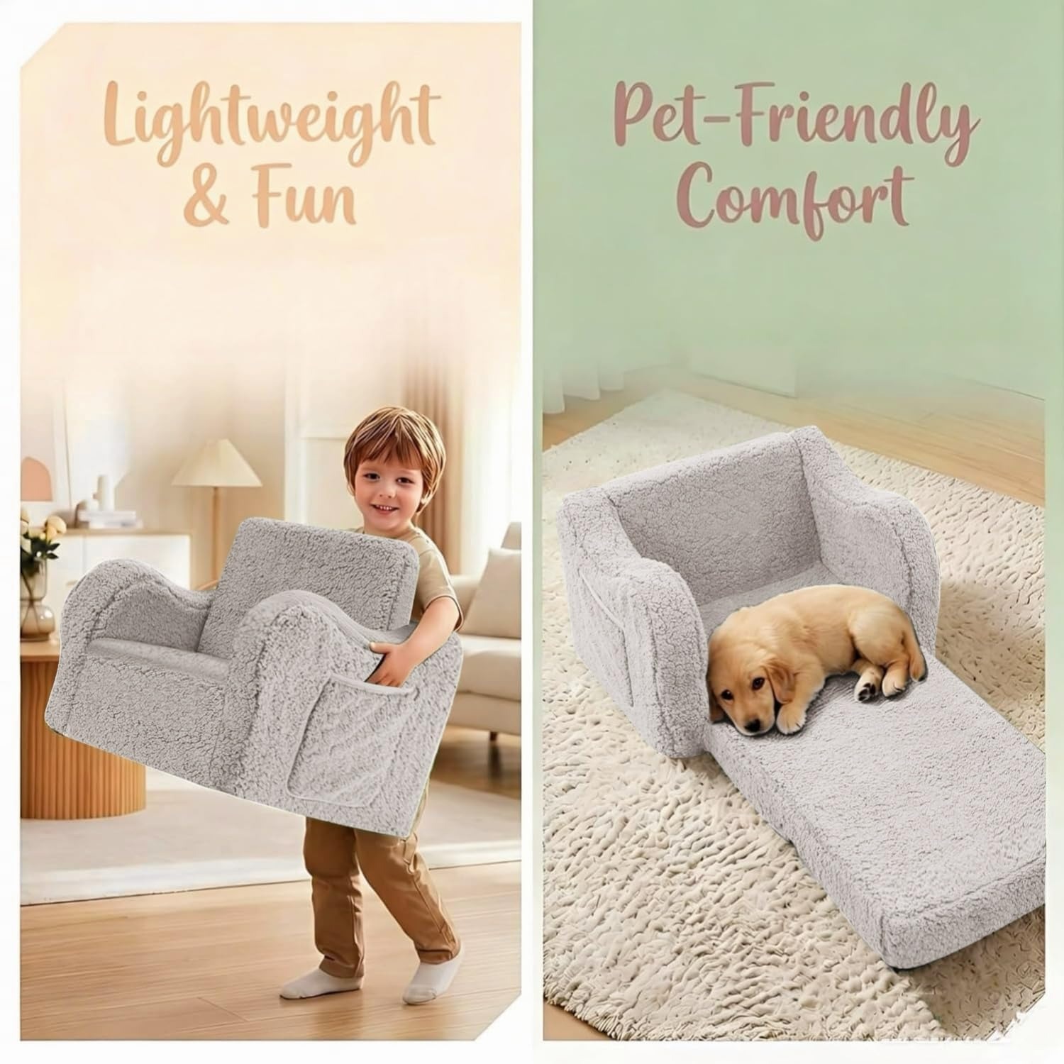 MOMCAYWEX Sherpa Kids Fold Out Couch: image 4