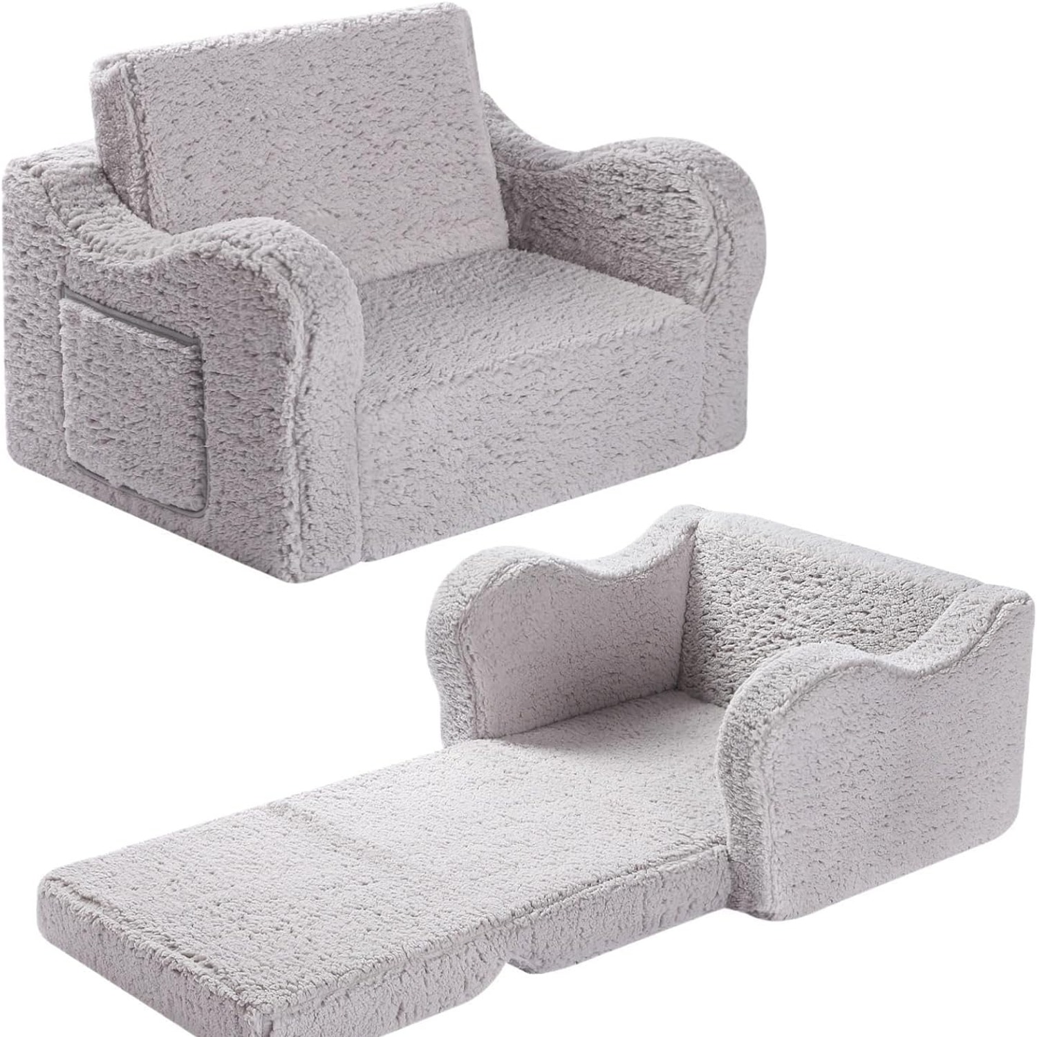 MOMCAYWEX Sherpa Kids Fold Out Couch: image 1