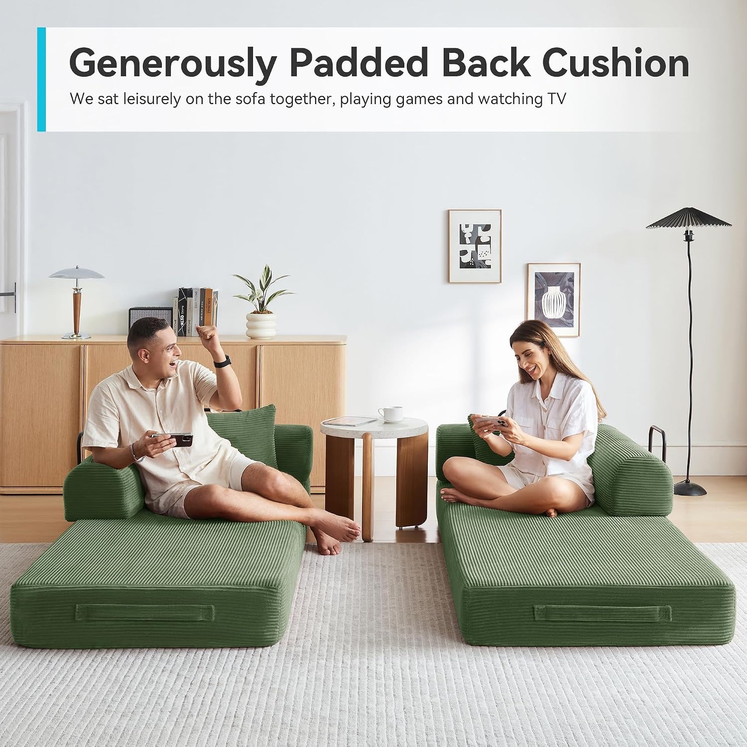 QQR Convertible Corduroy Sofa Bed