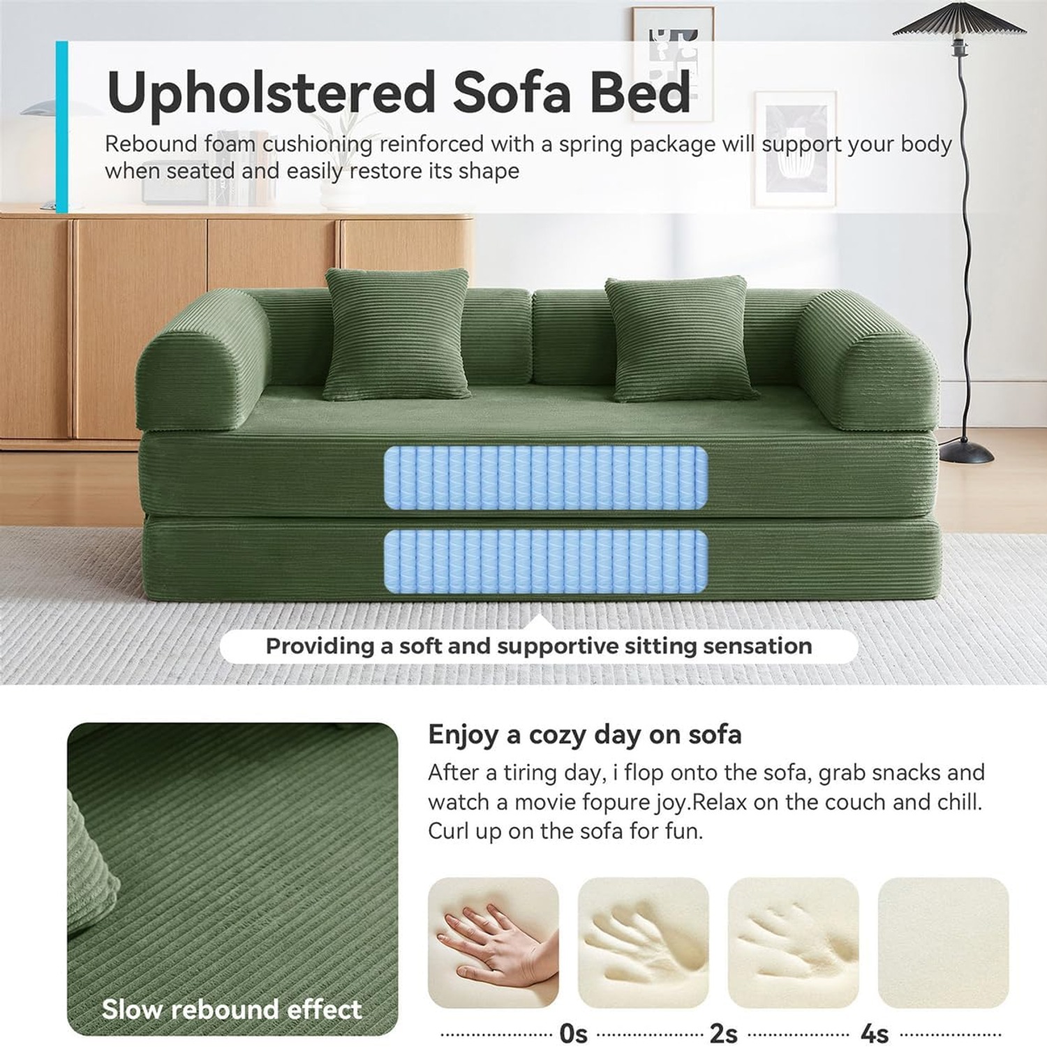 QQR Convertible Corduroy Sofa Bed