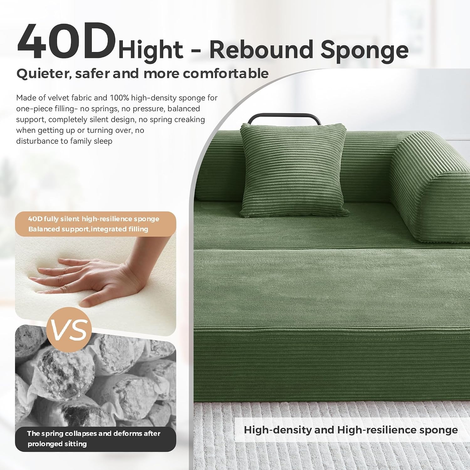 QQR Convertible Corduroy Sofa Bed: image 7