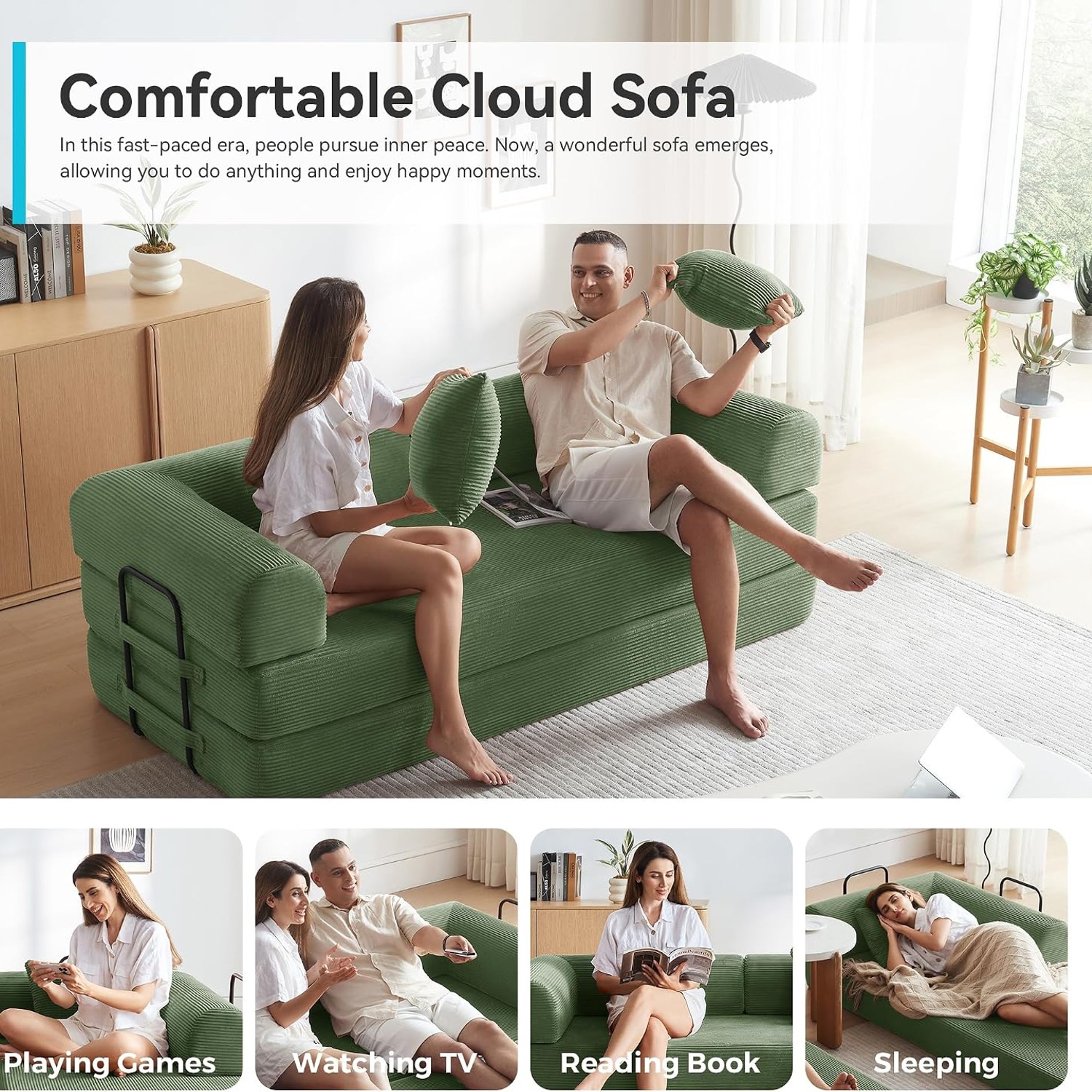 QQR Convertible Corduroy Sofa Bed: image 8