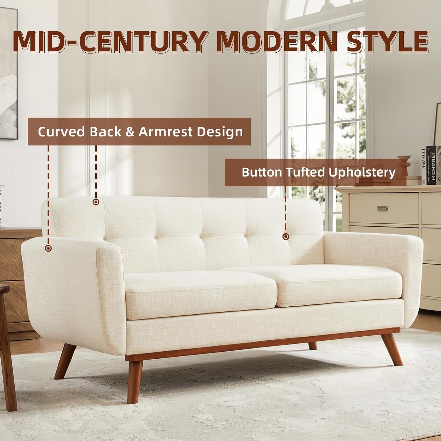 Kingfun Tufted Loveseat Sofa