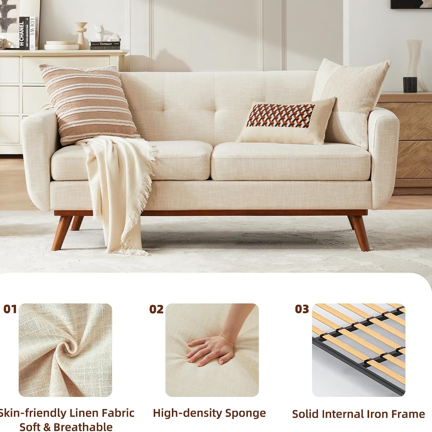 Kingfun Tufted Loveseat Sofa: image 8