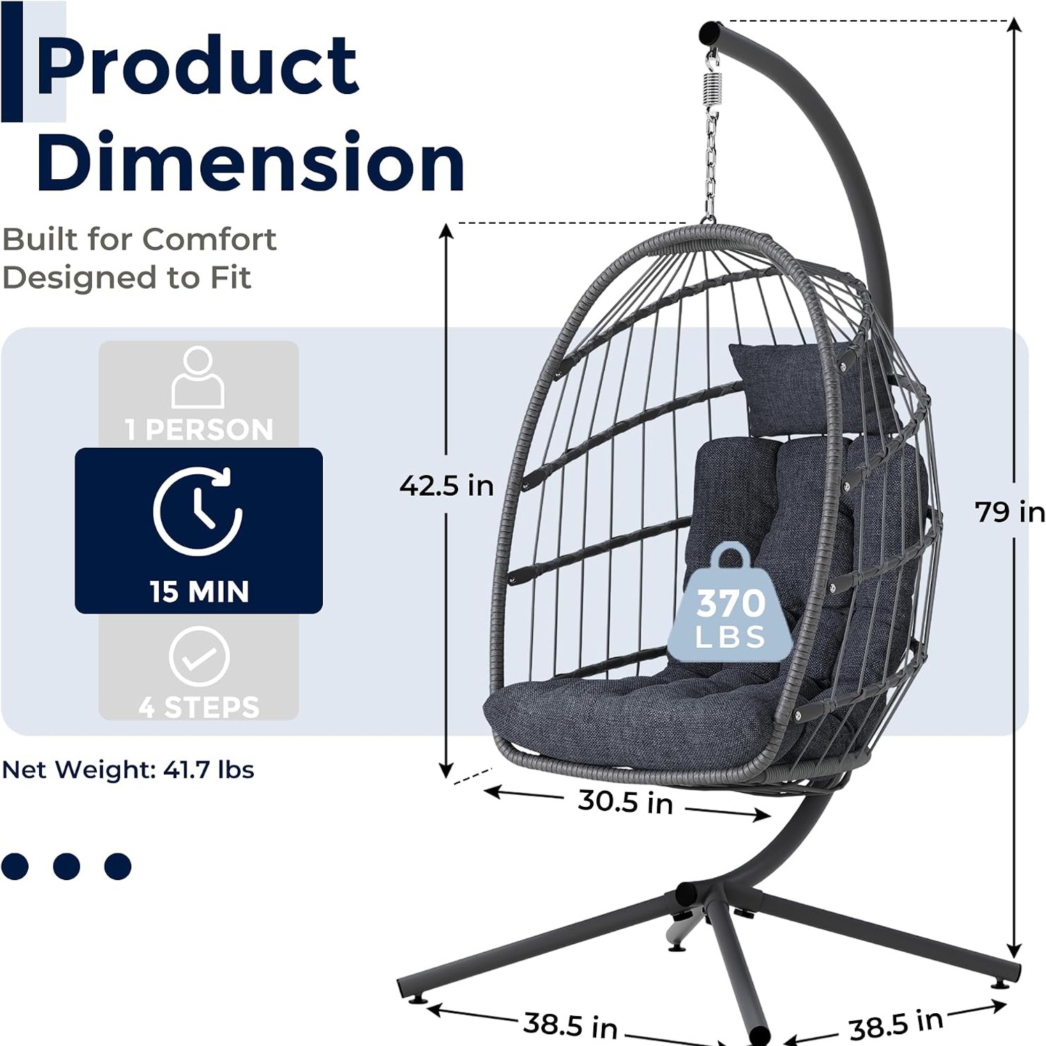 SWITTE Hanging Egg Chair with Stand