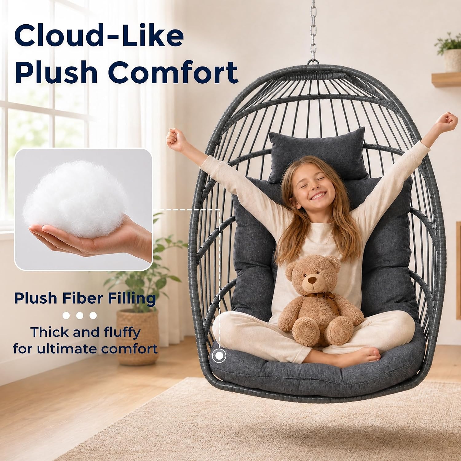 SWITTE Hanging Egg Chair with Stand