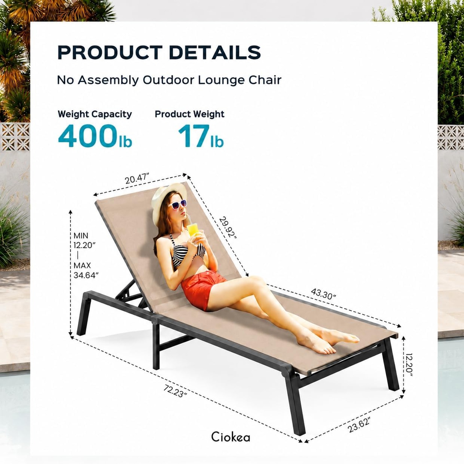 Ciokea Folding Chaise Lounge Chair: image 2