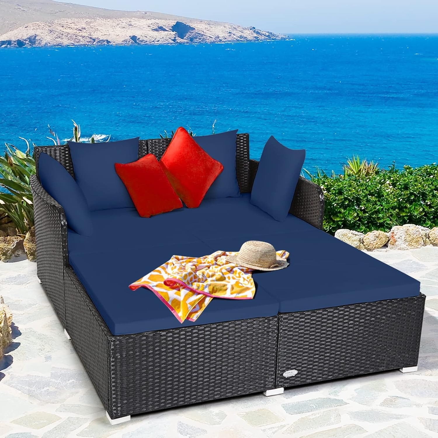 Tangkula Outdoor Wicker Daybed