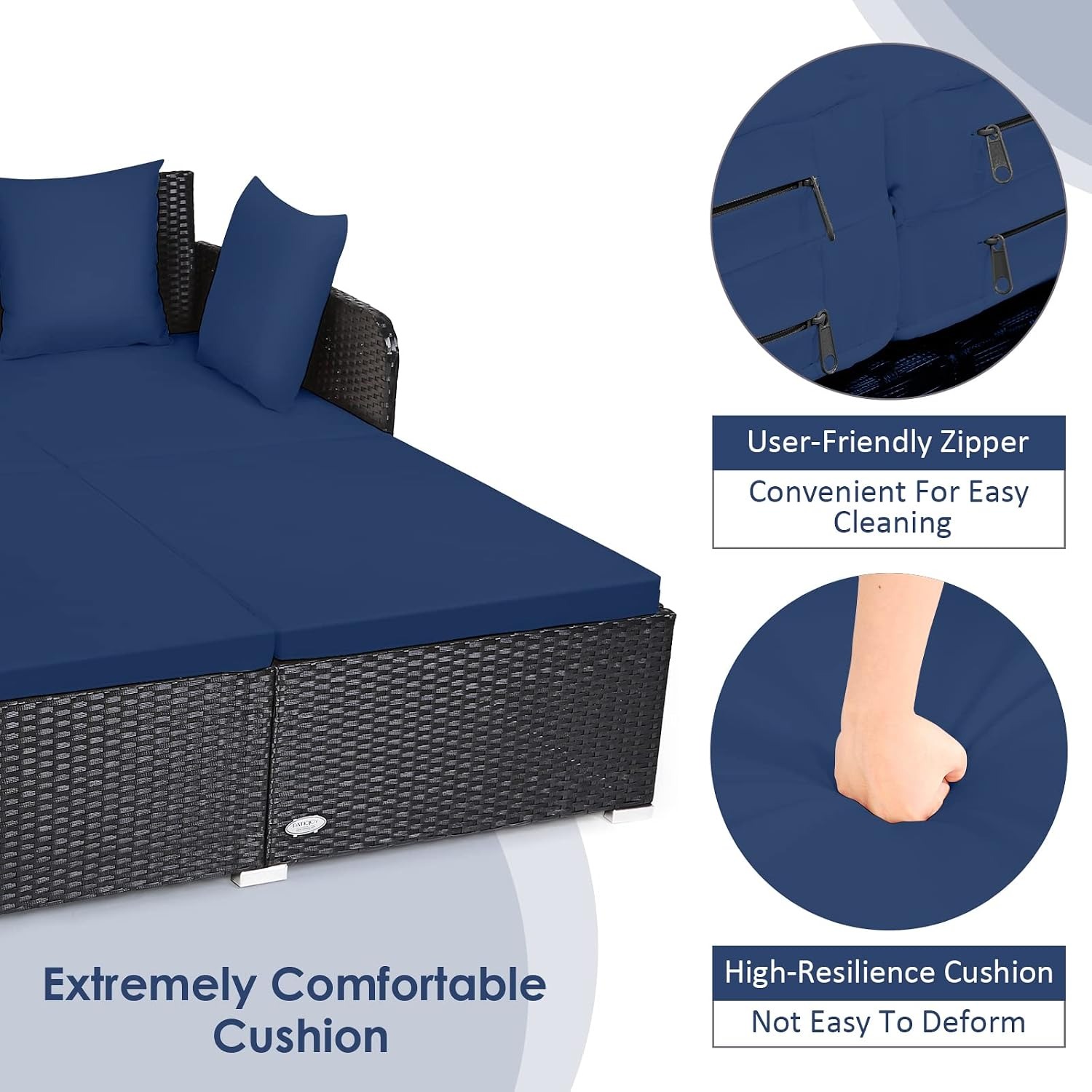 Tangkula Outdoor Wicker Daybed