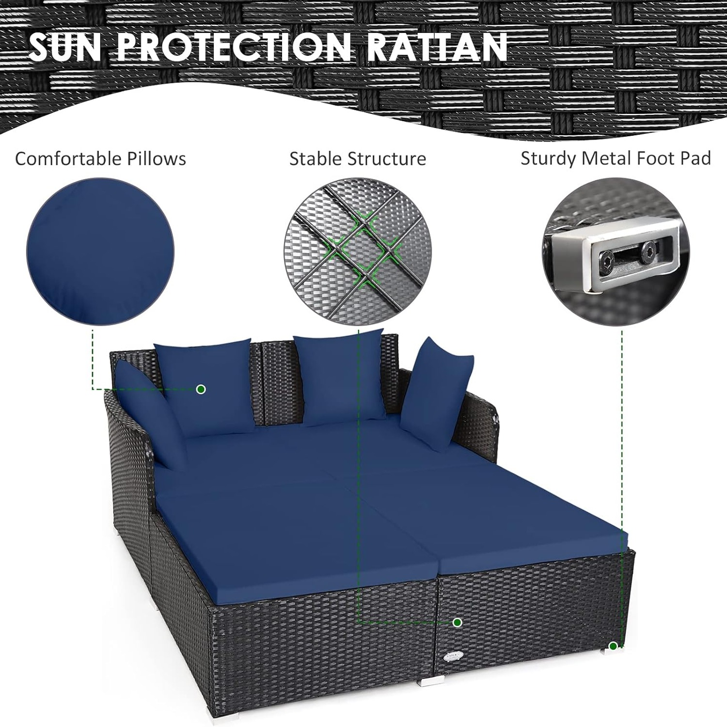 Tangkula Outdoor Wicker Daybed