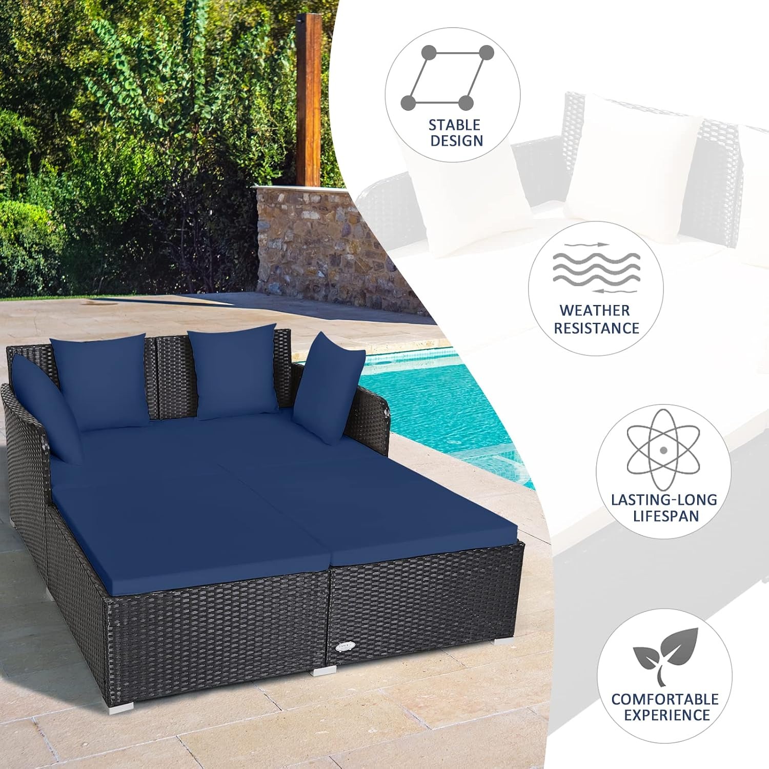 Tangkula Outdoor Wicker Daybed: image 7