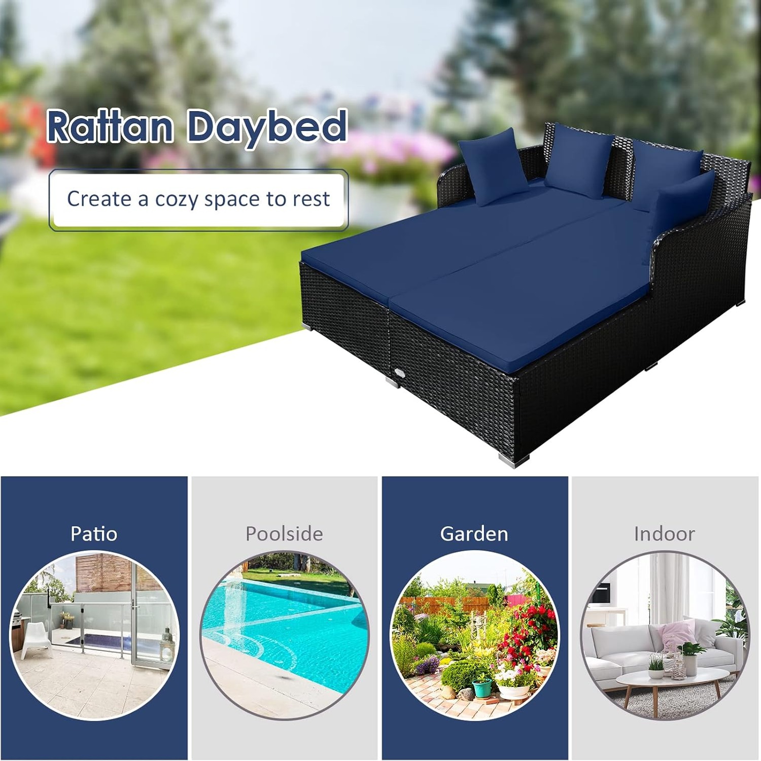 Tangkula Outdoor Wicker Daybed: image 8