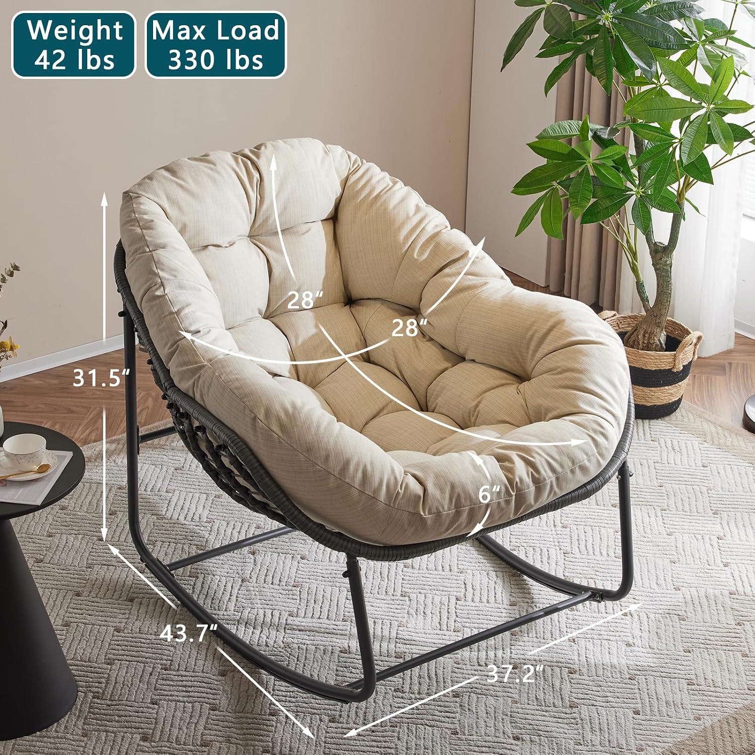 YDcosyfy Papasan Egg Rocking Chair
