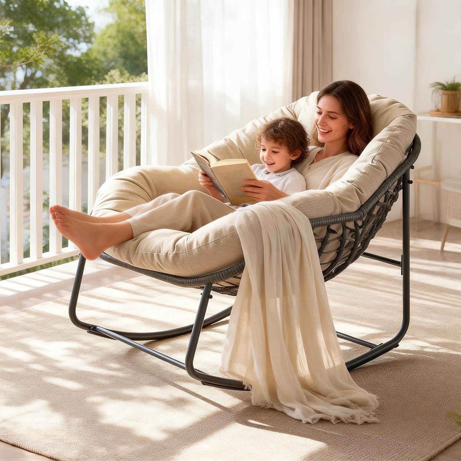 YDcosyfy Papasan Egg Rocking Chair