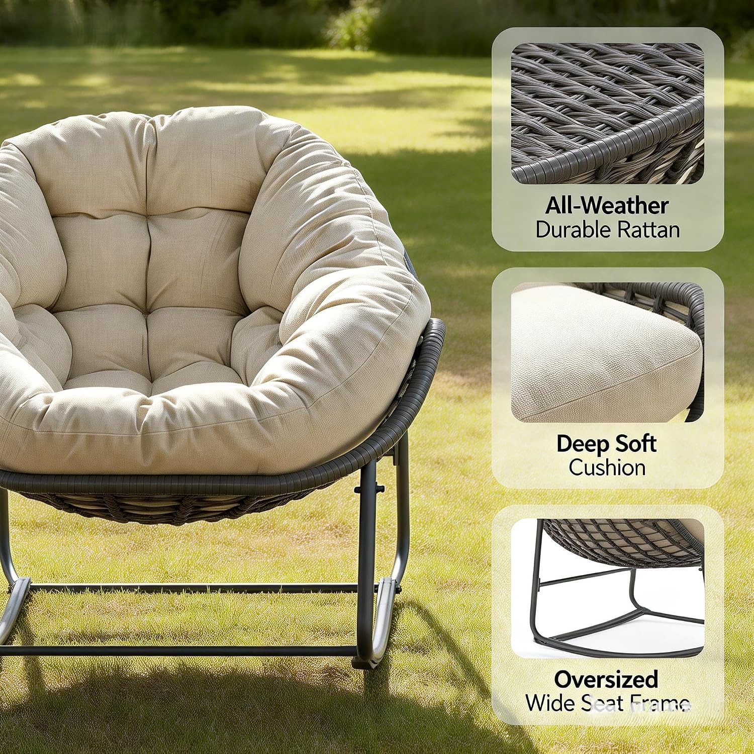 YDcosyfy Papasan Egg Rocking Chair: image 7